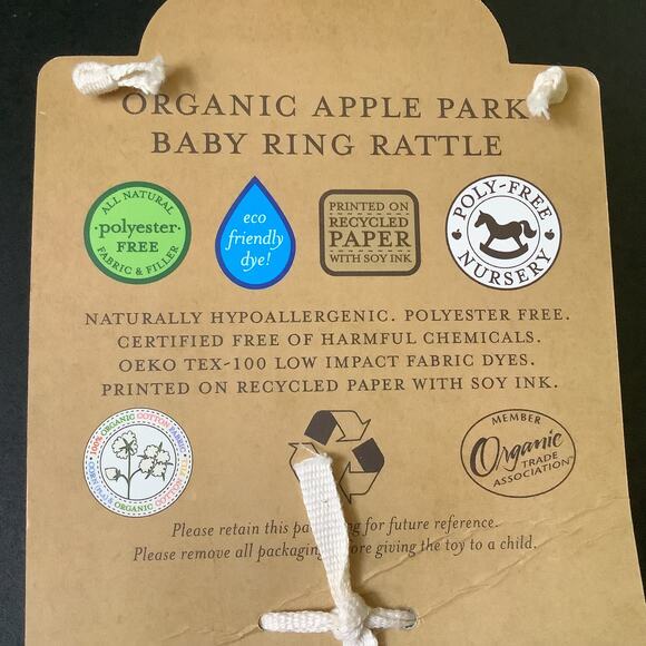 Apple Park Organic Baby Ring Rattle - Naturally Hypoallergenic  NWT - Picture 4 of 5